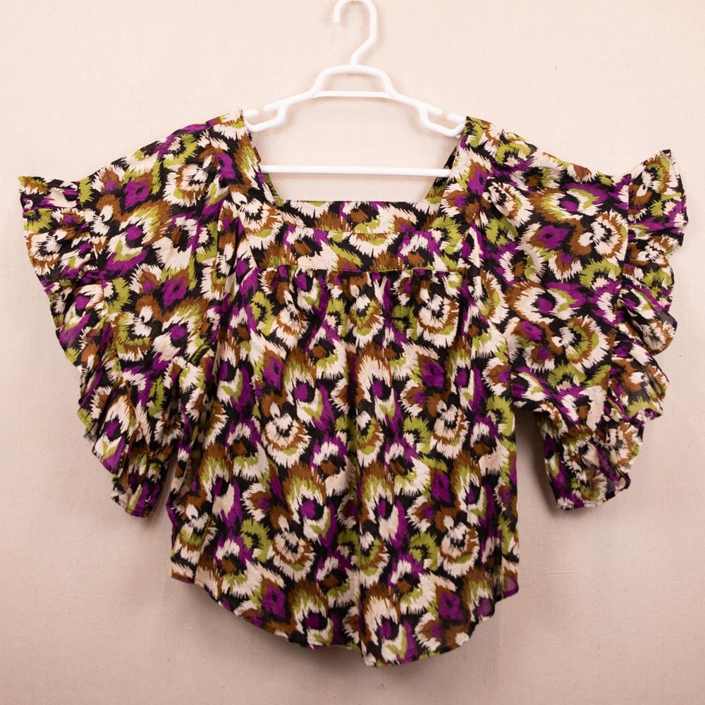 Terra & Sky boho abstract print flutter sleeves NWT top-1X